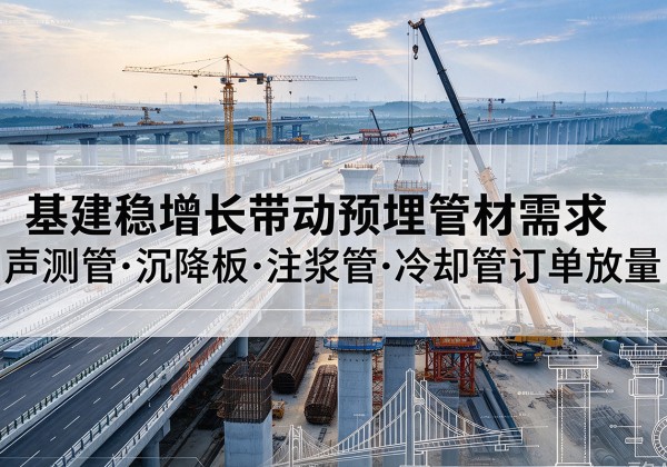 沭阳基建稳增长带动预埋监测管材需求，声测管、沉降板、注浆管订单持续放量